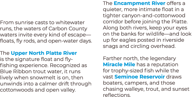From sunrise casts to whitewater runs, the waters of Carbon County waters invite every kind of escape—floats, fly rod...